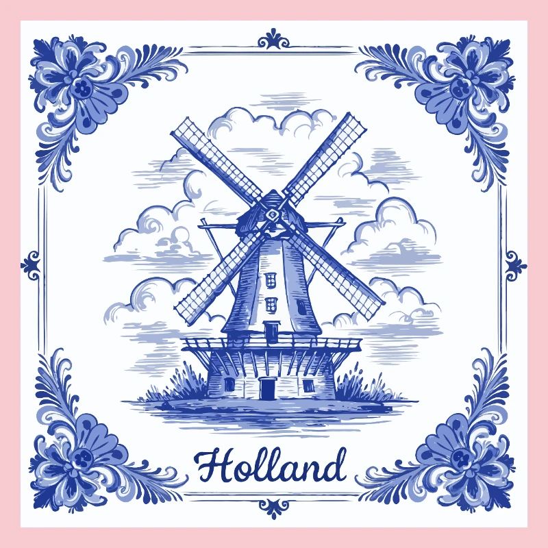 Tuile de moulin à vent bleu de Delft