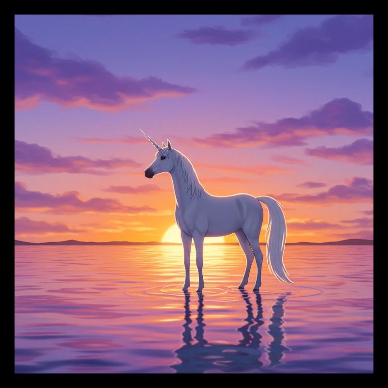 Figurine de licorne au coucher du soleil