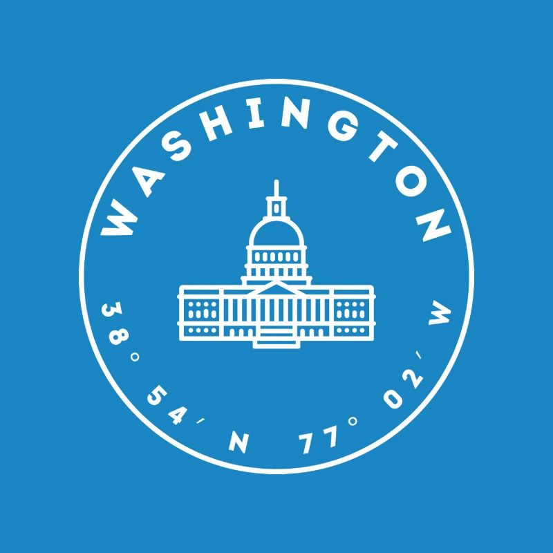 Washington DC with Capitol and coordinates