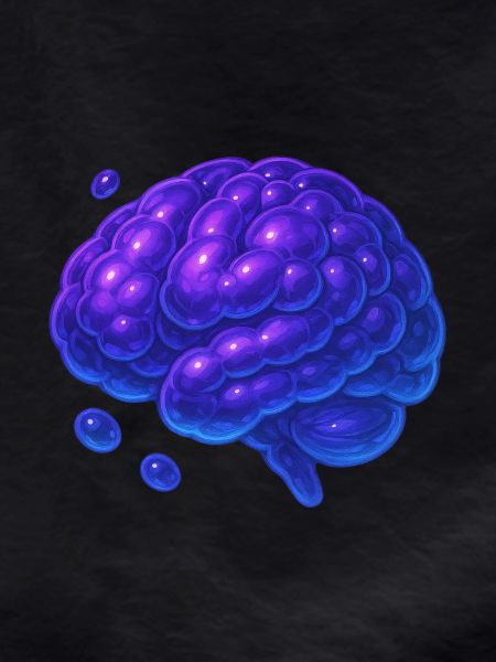3D Brain Molecular Blue Purple
