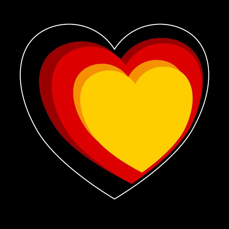 3D heart in black, red and gold