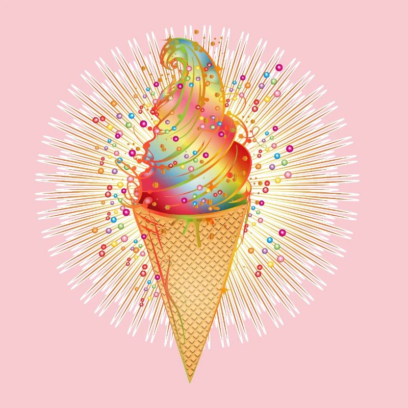 Fröhliches Softeis-Motiv mit Regenbogenfarben