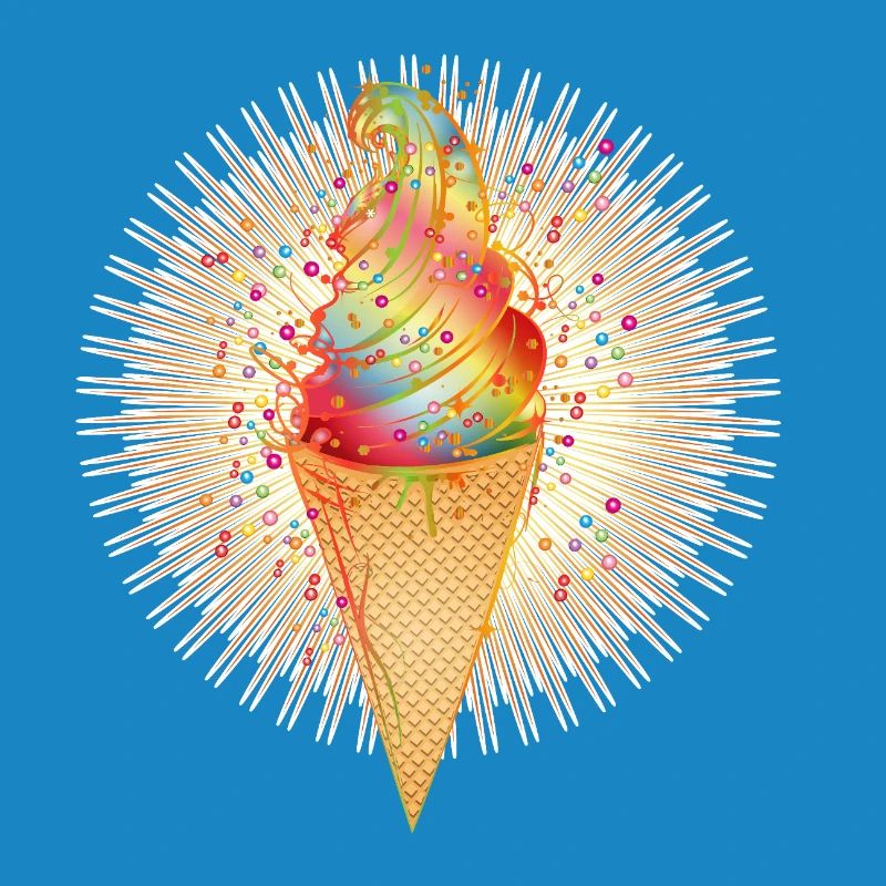 Fröhliches Softeis-Motiv mit Regenbogenfarben