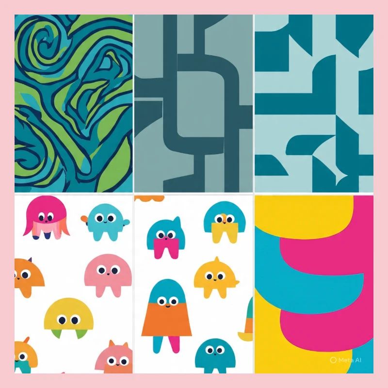 Vibrant Abstract and Playful Creature Pattern