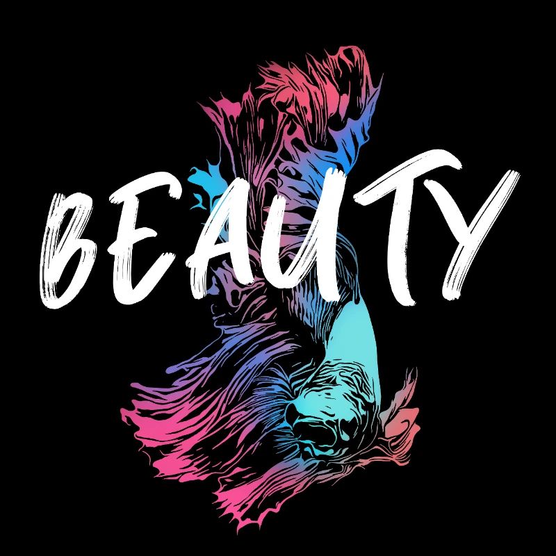 Colorful betta fish illustration with Mot Beauté