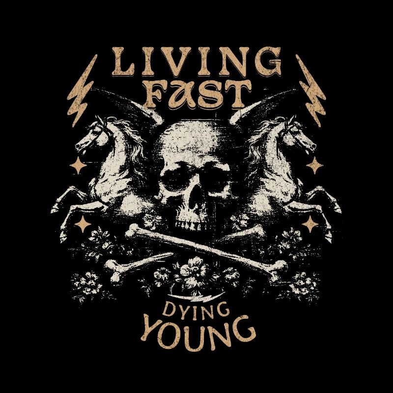Living Fast Dying Young Skull Design