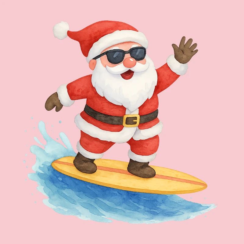 Conception de Noël Cool Santa Surfer