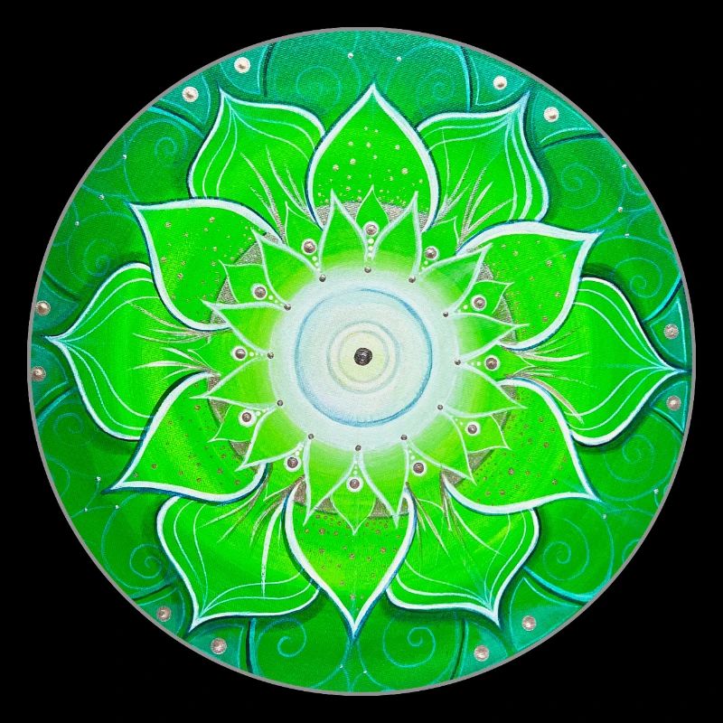 Mandala vert vif avec des feuilles vertes