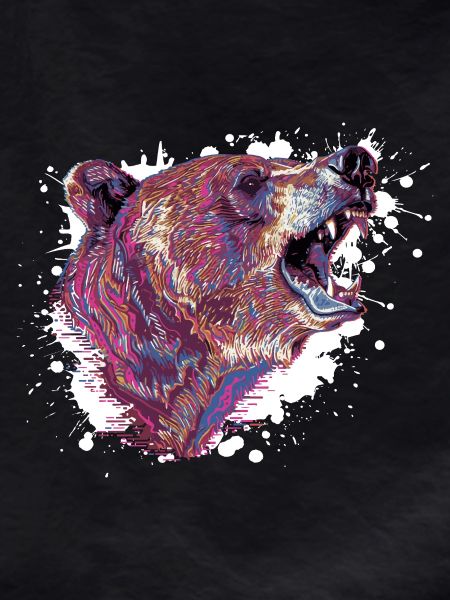 Neon Splash Bear Head