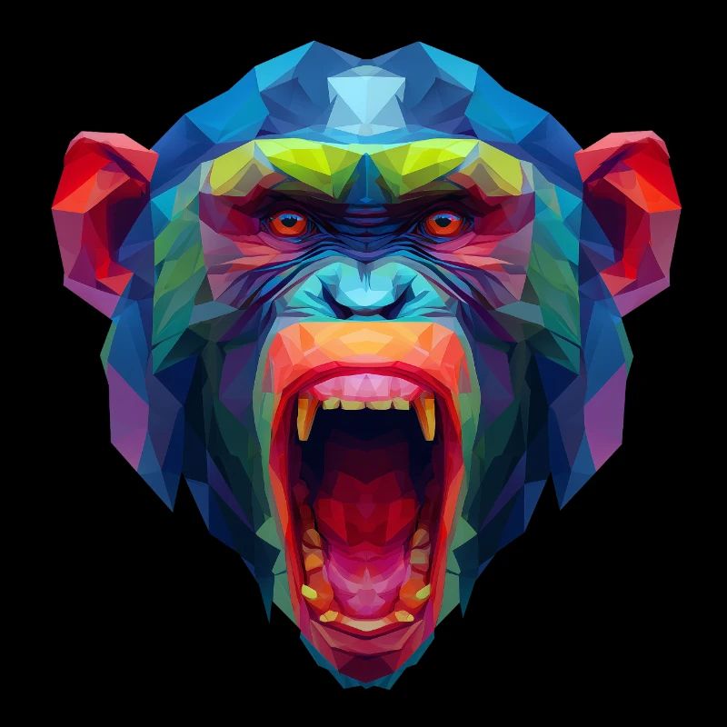 Colorful polygon monkey head