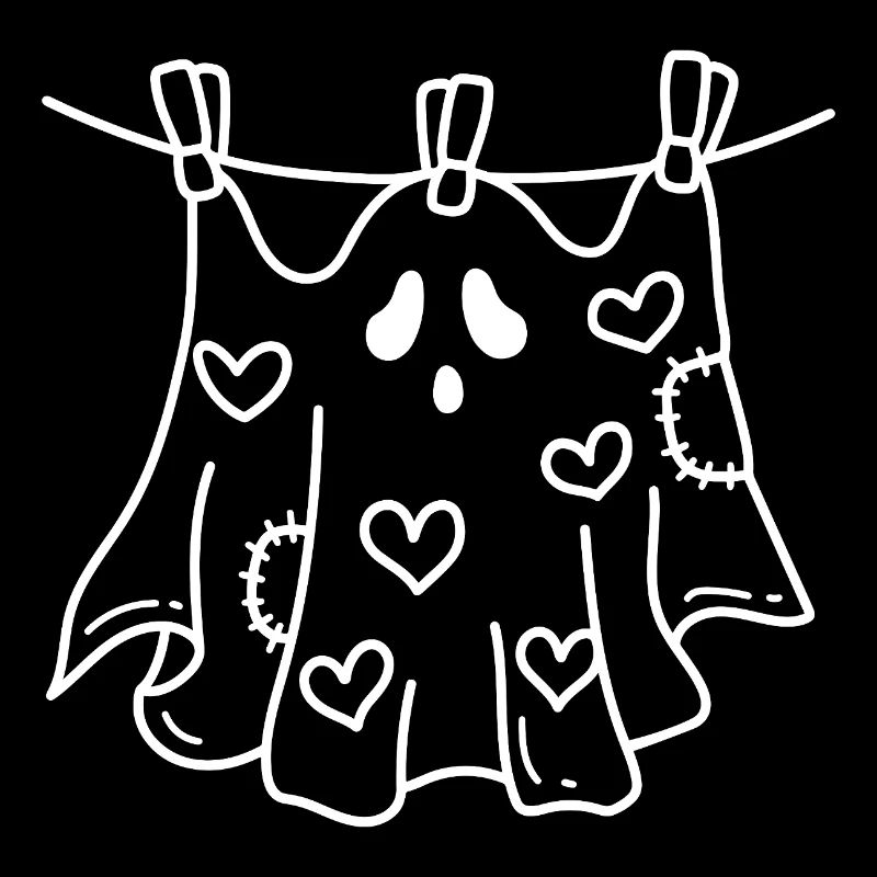 Ghost on Leash – Cute Halloween Heart Motif