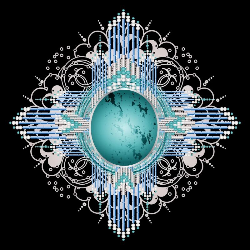 Filigree ethnic ornament with bright turquoise
