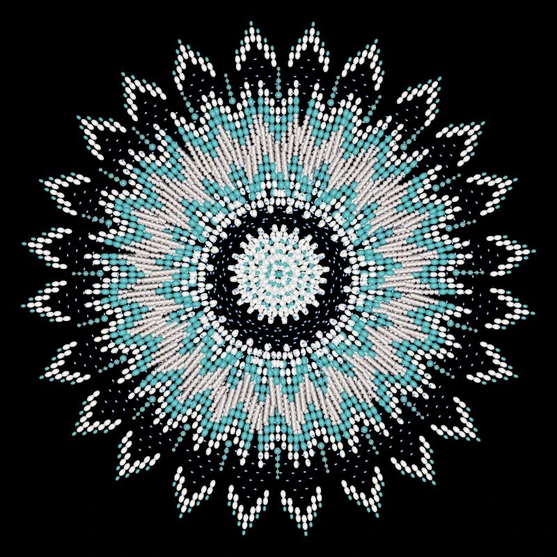 Ethno Blütenornament in Türkis und Silber