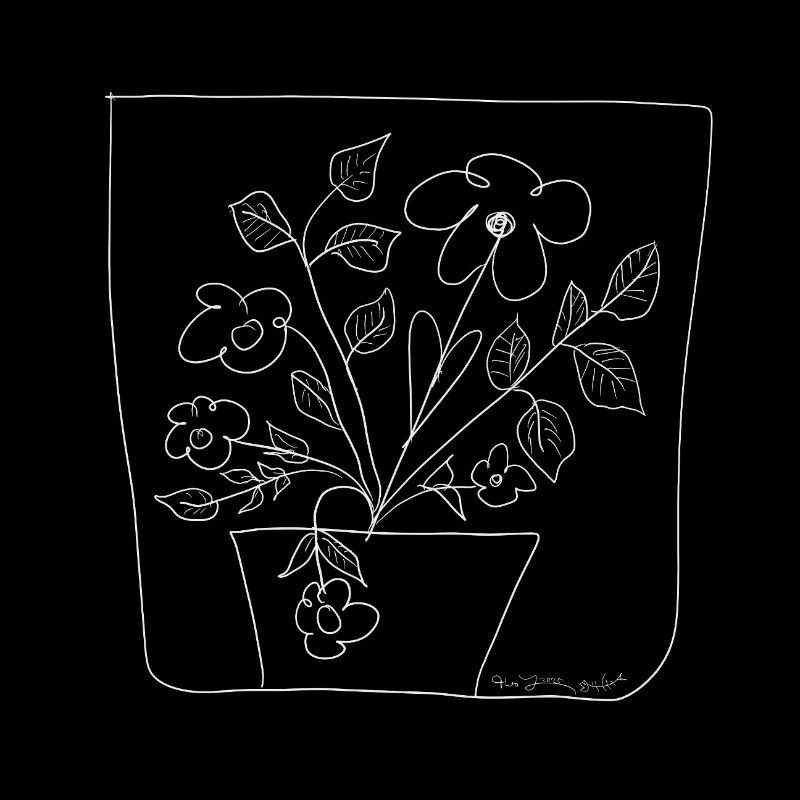 Flower Pot Chalk Sketch