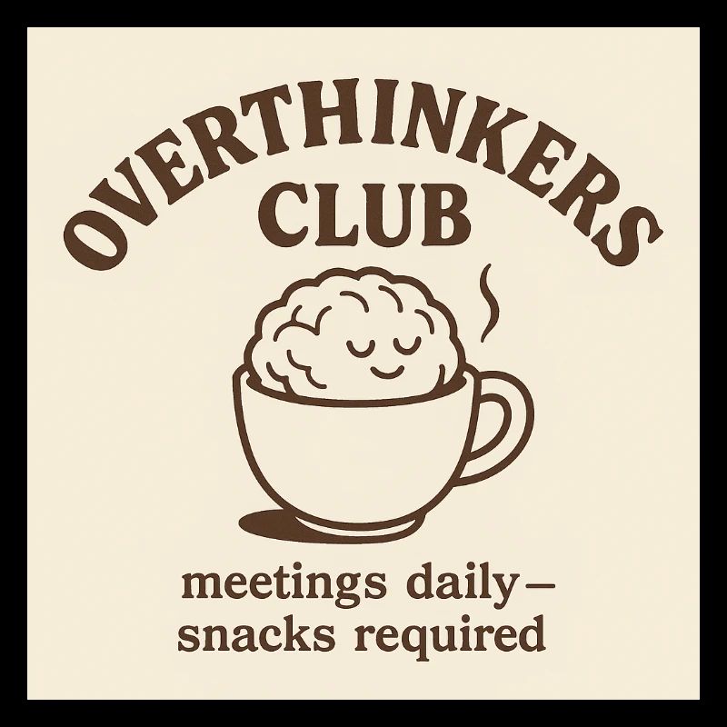 Funny Overthinkers Coffee Brain – Retro Line Art