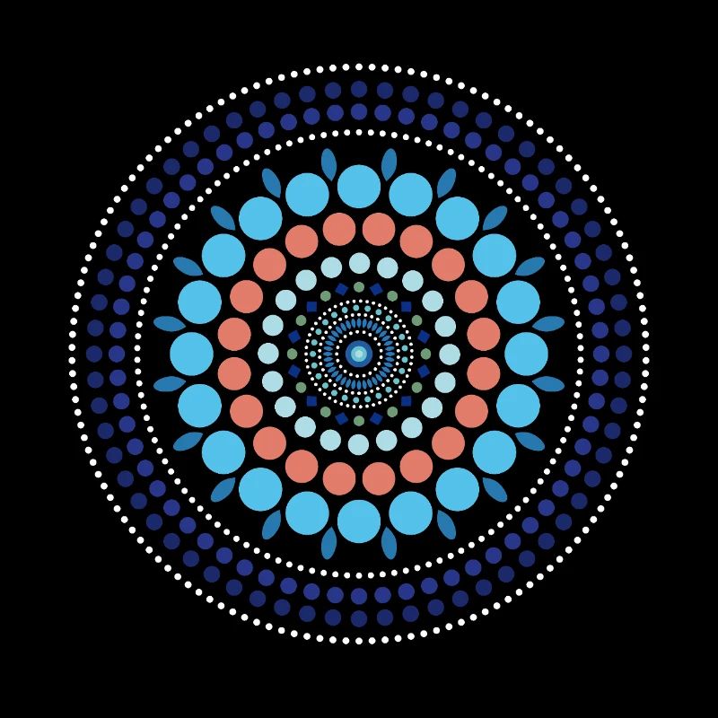 Mandala à points dégradés bleus