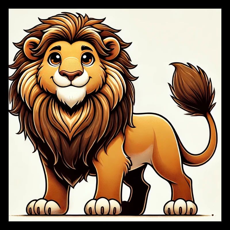 Lion cartoon chaleureux