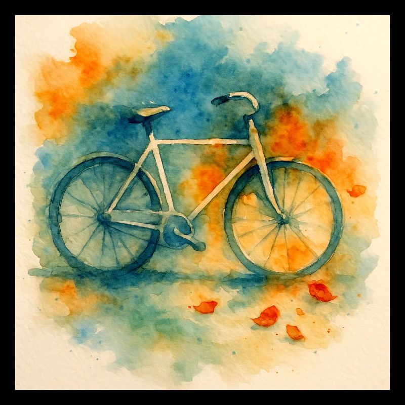 Watercolor, bicycle in color explosion