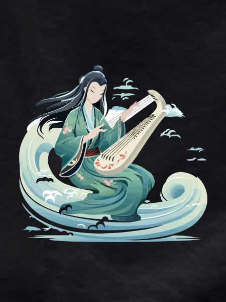 Guqin Master on Sea Wave