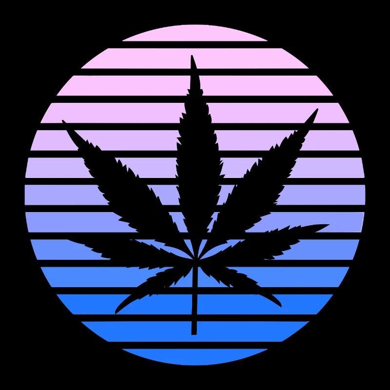 Cannabis Hemp Leaf Retro Sunset Vintage Style
