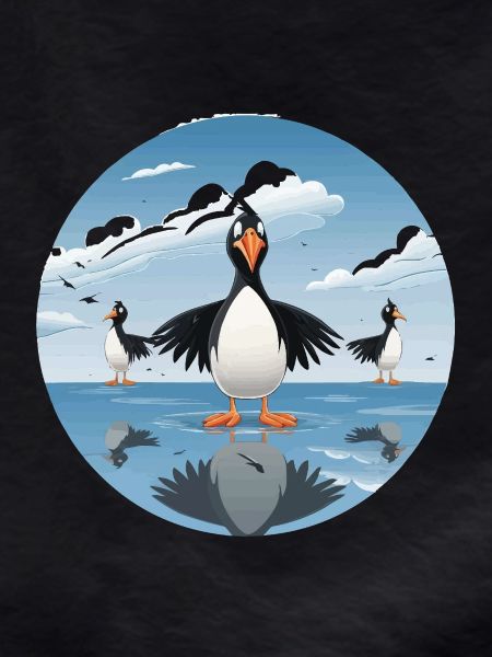 Pinguinenschar am Eissee