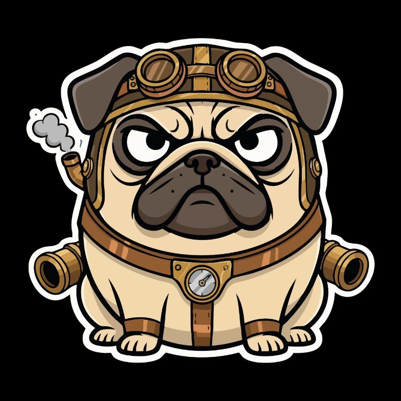Chien Carlin Steampunk Propulseur Vapeur
