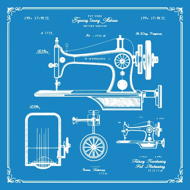 Plan de machine à coudre antique