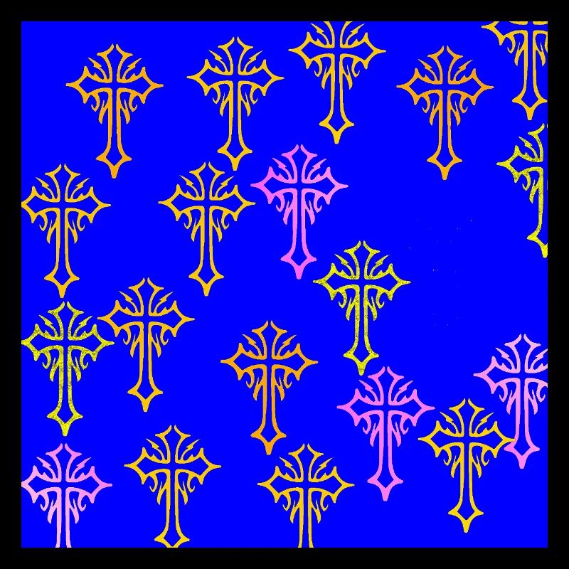 Motif de croix néon sur bleu cobalt
