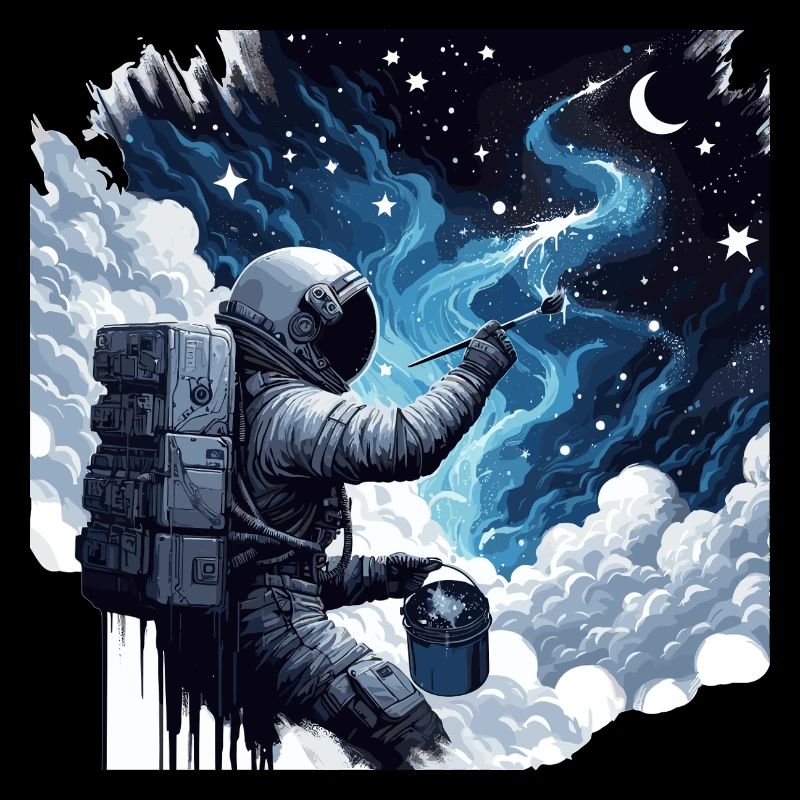 Astronaut peint la nuit : peintre spatial créatif