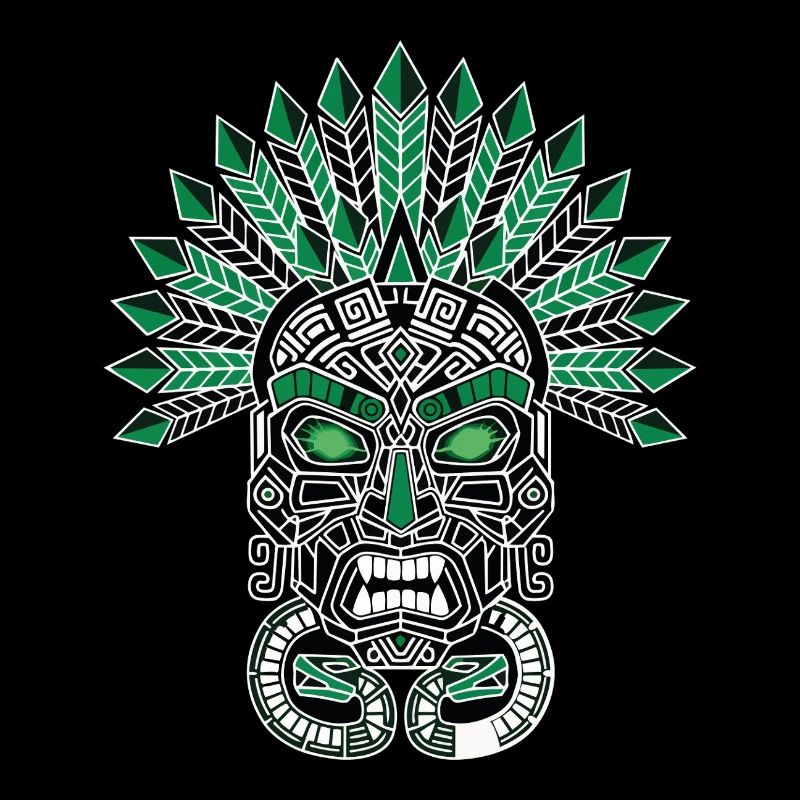 Masque Maya Inca Émeraude Blanc Totem Vert