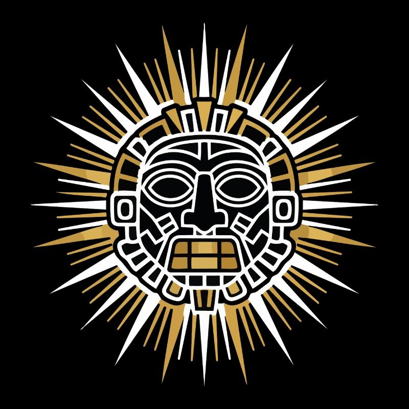 Mayan Inca Sun Radiant White Gold Divine Totem