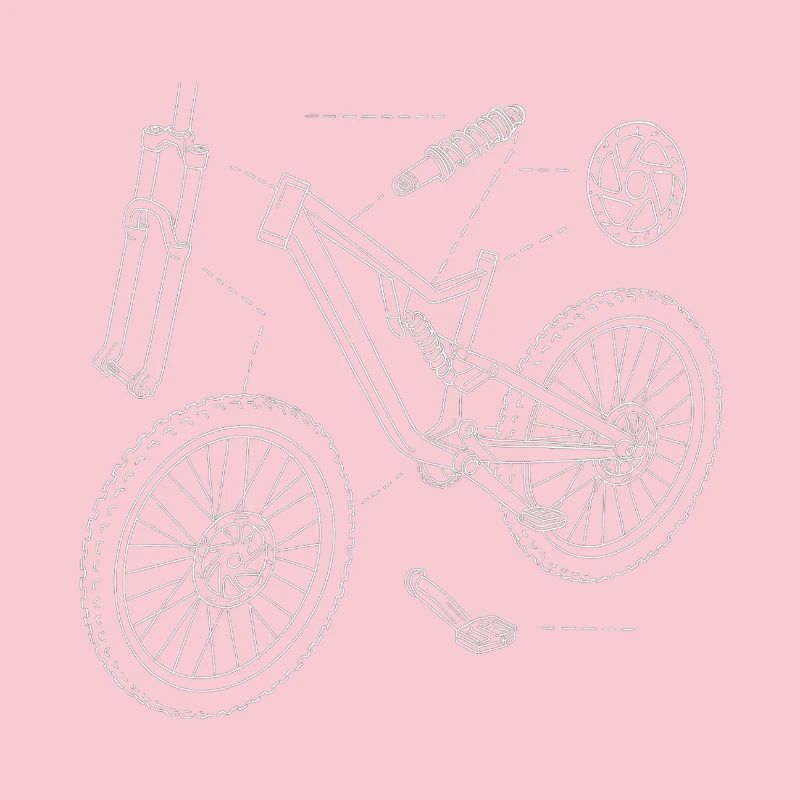 DH-Bike Exploded Drawing: MTB Technique Sketch