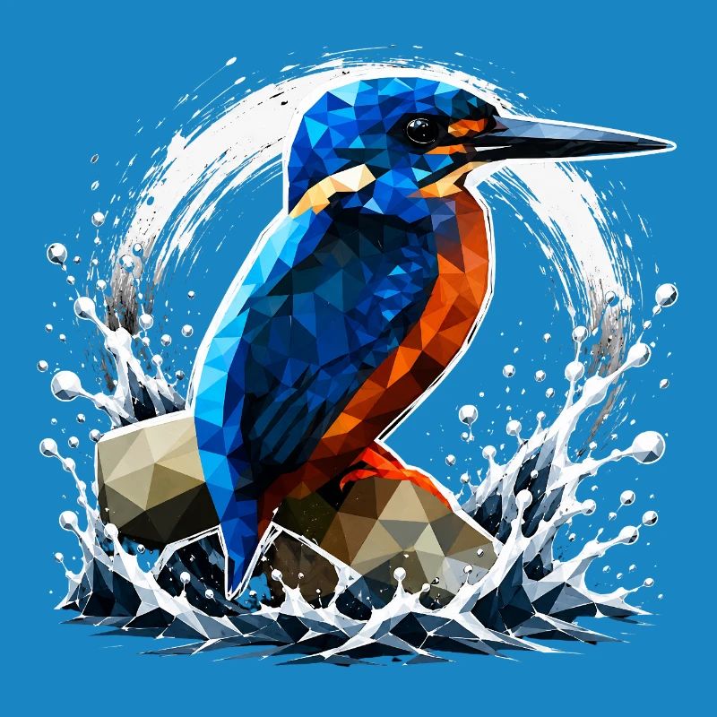 Conception d’oiseau martin-pêcheur low poly