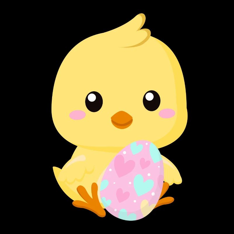 Mignon petit poussin de Pâques avec oeuf de Pâques