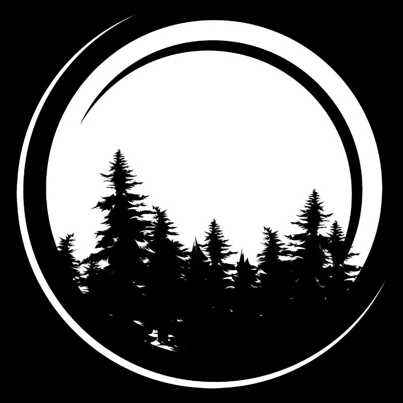 Symbole de forêt lunaire Logo du symbole de la forêt de sapin