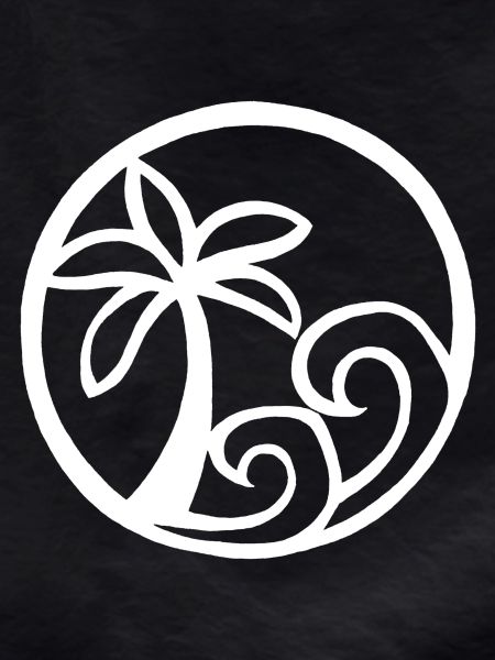 Waves and white palm tree
