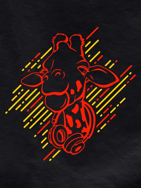 Cool giraffe with headphones