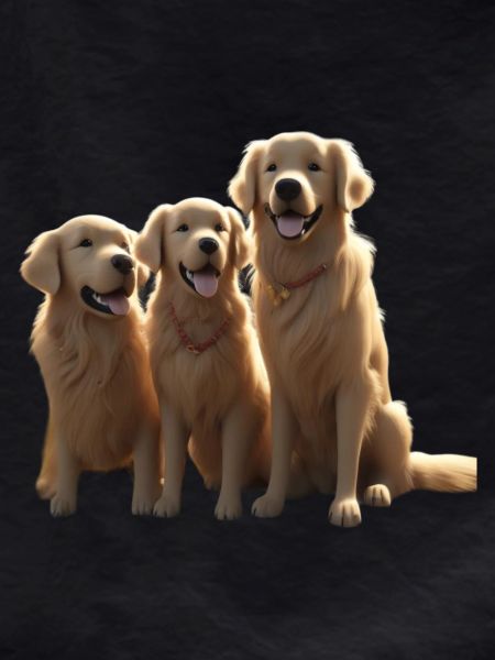 Three Golden Retrievers Trio