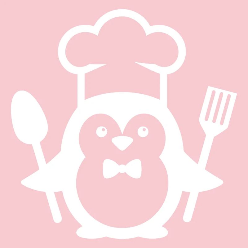 Penguin Chef Silhouette Minimalist with Spoon