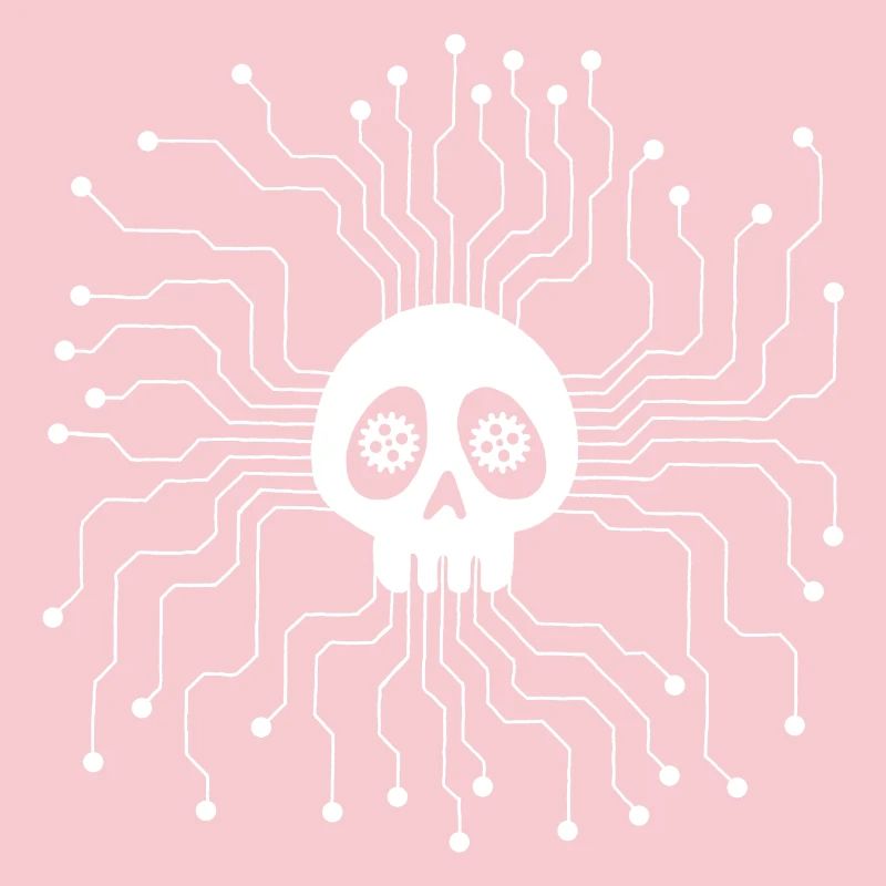White Microprocessor Skull