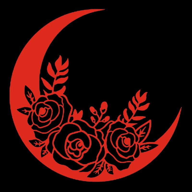 Lune fleurie rouge