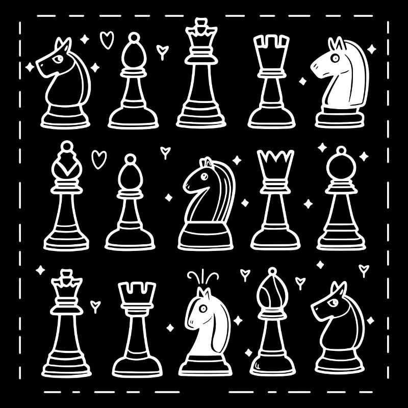 Chess Pieces Line Art