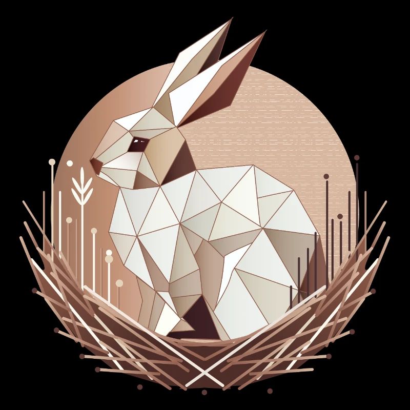 Lapin géométrique dans le nid – design élégant de Pâques