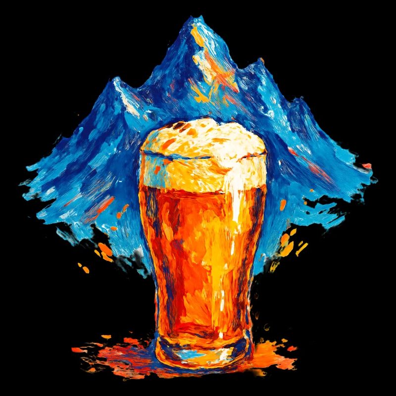 Bergkulisse mit Bierglas