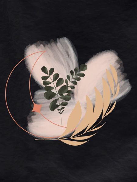 Pastel Flora Circle Leaves