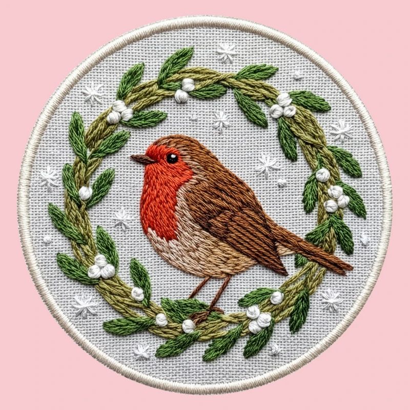 Robin mistletoe Christmas (printed)