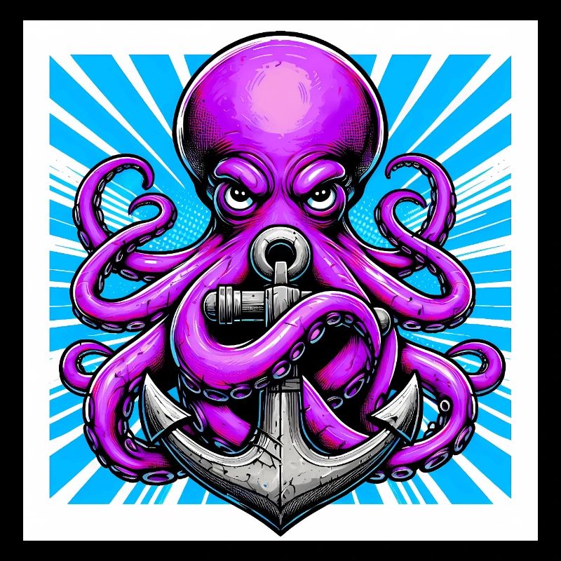 Oktopus umarmt einen Anker