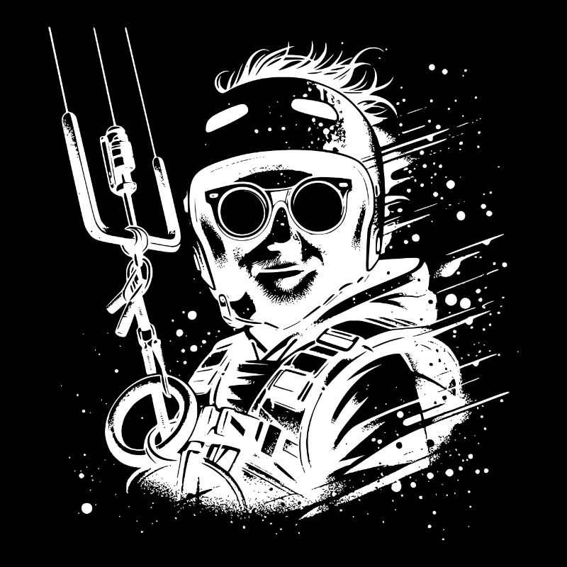 Cooler Kite Surfer Mann Wind Surfen am Himmel