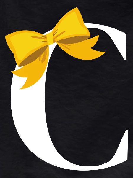 Letter c yellow bow