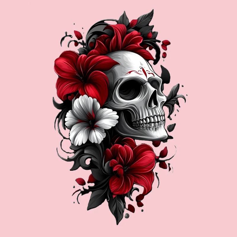Crâne avec des fleurs